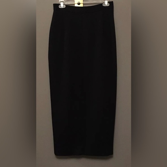 Vintage Gemma Kahng Women’s Black Long Skirt w/Front Slit and Gold Buttons Sz 8 - Picture 2 of 10